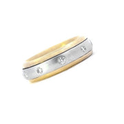 Men's 18K White and Yellow Gold Diamond Spinner Wedding Band - Final Sale